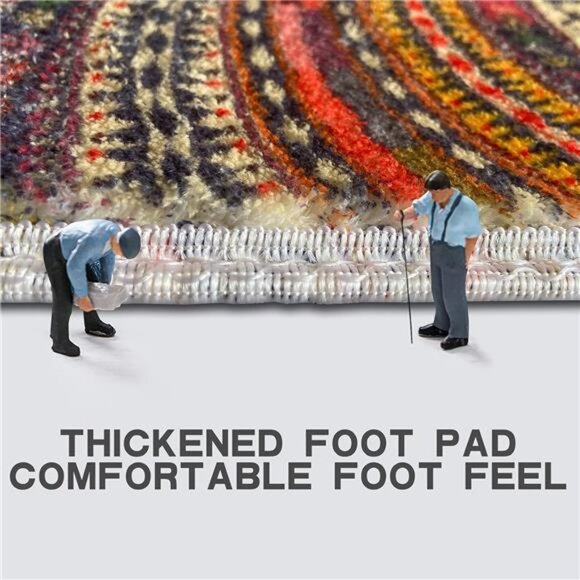 Half Round Door Mat,Semi Circle Bathroom Floor Rug,Mandala Boho Bohemian - Picture 5 of 6